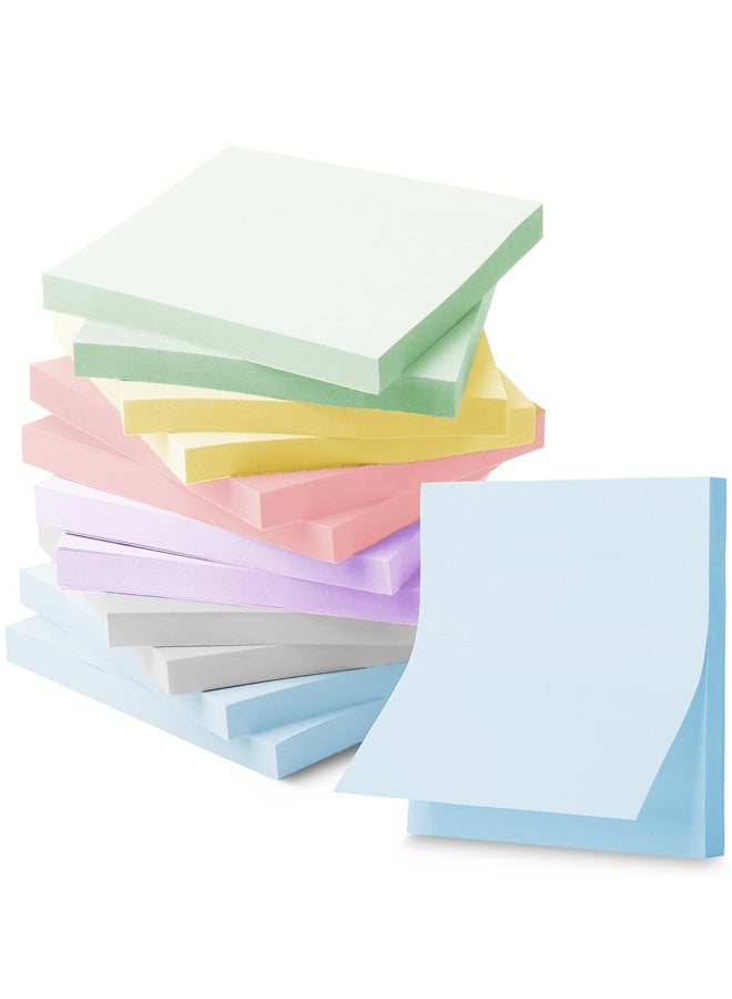 12 Pads Bulk Sticky Notes, Morandi Colors Self-Stick Aesthetic,for Office, School, and Home Organization, 3”x3” - Image 1